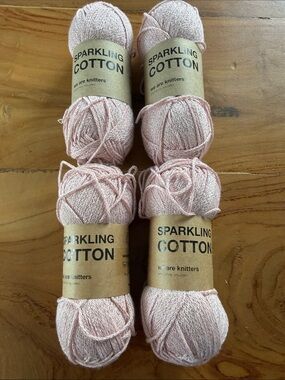 We Are Knitters Sparkling Cotton Yarn Pastel Pink Lurex Glitter Lot 4 50g Skeins